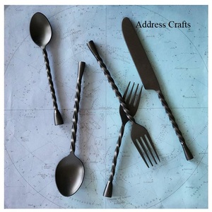 Juego de Cubiertos de Acero Inoxidable Forjado a Precio Mayorista, Juego de 4 Piezas de Cubertería Plana con Cuchara, Tenedor y Cuchillo para Postre, Vajilla para Mesa - Product Image 5