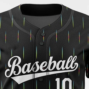 Camiseta de Béisbol Personalizada para Hombre, Negra, Manga Corta, Impresión por Transferencia de Calor, Malla Transpirable, 100% Poliéster, Corte Regular, Cintura Elástica - Product Image 6