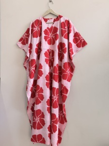 Robe kaftan bohème à imprimé floral, taille unique, en coton écologique respirant et doux, col en V, longue robe de nuit - Product Image 5