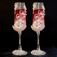 Gelas Toasting Kristal Bertangkai Panjang Ramah Lingkungan Bebas Timbal, Dapat Digunakan Kembali, Dinding Ganda, Logo Kustom, Elegan untuk Pernikahan