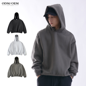 High Quality Pullover 350gsm Boxy Fit Hoodie Custom logo <b>Blank</b> Unisex <b>Blank</b> Heavyweightmens No Pockets Hoodies - Product Image 1