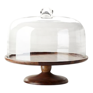 Wholesale Prices Round Wood Cake Stand With Glass Dome Cover Reusable Dessert Display For Home Bakery Events - Product Image 3