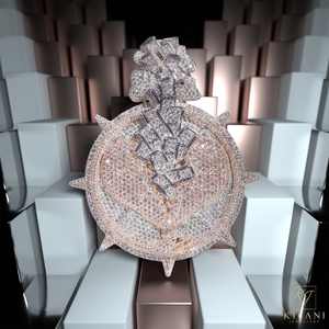 Colgante y Amuleto Personalizado de Plata de Ley 925 con Moissanita VVS y Diamantes de Laboratorio, Cadena Iced Out Estilo Hip Hop - Product Image 1