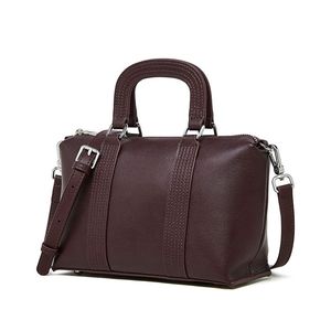 Bolso Boston para Mujer, Cuero Genuino, Estilo Clásico, Cierre de Cremallera, Correa Extraíble, Patrón Saffiano, Bolso de Mano para Uso Diario - Product Image 1