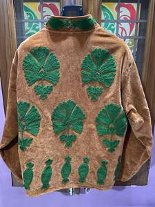 Stand Collar <b>Velvet</b> Fleece <b>Jacket</b> Green Embroidery Full Sleeve Autumn Women's Coat Regular Length Open Closure Wholesale <b>Jacket</b> - Product Image 2