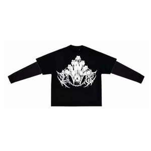 Camiseta de Manga Larga de Doble Capa con Estampado de Letras, Camiseta Oversize con Gráficos Y2K, Estilo Gótico y Hip-Hop - Product Image 1