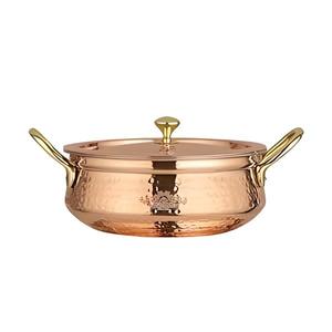 Olla de Cobre Hecha a Mano de Primera Calidad con Tapa, Cacerola de Cobre Vintage con Asas de Latón para Cocina y Restaurante - Product Image 1