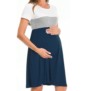 Nuevo Diseño, Vestido de Maternidad y Lactancia Moderno y Personalizado para Mujer, con Bloques de Color, Elegante, Transpirable, de Venta Caliente, Vestido Formal para Amamantar - Product Image 1