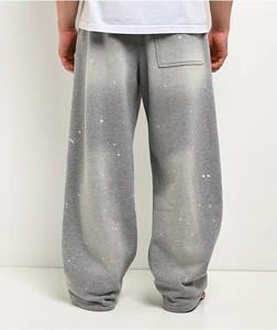Pantalones de chándal grises para hombre, con cordón, cintura elástica, antipilling, ajuste holgado informal, forro polar de peso medio, estilo lavado, streetwear - Product Image 3