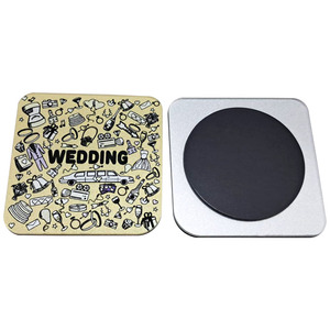Souvenir de mariage, aimant de réfrigérateur carré en acrylique jaune, autocollant magnétique décoratif - Product Image 4