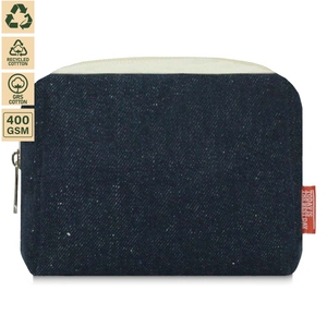Pochette de maquillage en denim 400 GSM, trousse de maquillage de voyage 15x11x8 cm, logo personnalisé, vente en gros, OEM, marque privée, commande en gros, modèle SS247B - Product Image 1