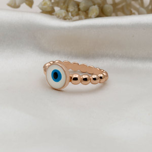 Bagues œil porte-bonheur classiques en argent sterling 925 plaqué or rose, émail peinture à l'huile, pour femmes, cadeau de fête, bijoux de mode, vente en gros - Product Image 3