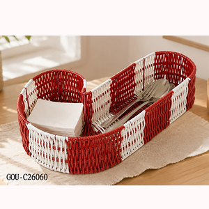 Cesta de Almacenamiento de Mimbre con Diseño de Bastón de Caramelo - Product Image 3