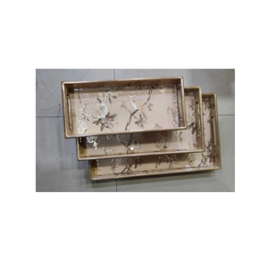 Plateau de service en bois MDF de luxe avec impression florale pour hôtel, taille personnalisée, plateaux MDF de bonne qualité pour la cuisine à prix abordable - Product Image 3