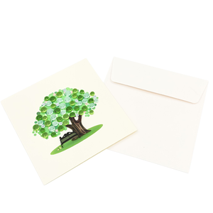 Carte de vœux en quilling motif arbre et banc, avec enveloppe, faite à la main, spéciale pour les amoureux - Product Image 6