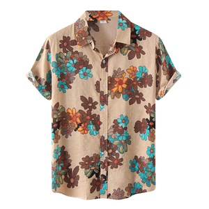 Chemise hawaïenne décontractée à manches courtes pour homme, style vintage, motif floral, en polyester, grandes tailles - Product Image 5