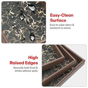Modern Art Decorative for Wood Serving Tray with Marble Pattern <b>Engraved</b> Design for Kitchen Dining Restaurant - Product Image 5