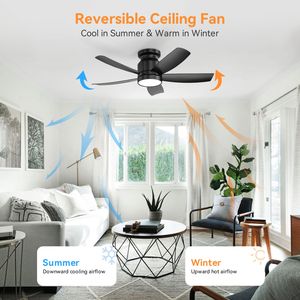 42-Inch <b>Flush</b> <b>Mount</b> <b>LED</b> <b>Ceiling</b> Fans with 22W <b>LED</b> <b>Light</b> and Remote Control 5 ABS Blades for Bedroom - Product Image 6