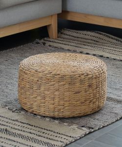Cojín de suelo redondo de jacinto de agua tejido a mano natural de Vietnam, puf para sentarse, mueble. - Product Image 5