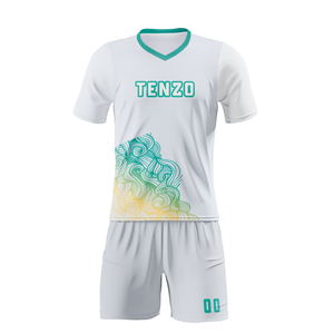 Uniformes de Fútbol Sublimados Personalizados 2025 ODM OEM, Jersey Corto Transpirable de Secado Rápido, Estampado para Equipo, 100% Poliéster, Cuello en V - Product Image 5