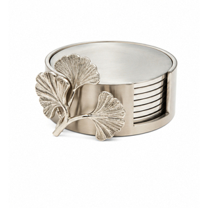 Ensemble de sous-verres en acier inoxydable avec support en forme de branche de fleur dorée, sous-verres décoratifs vintage pour table basse, mariage - Product Image 2