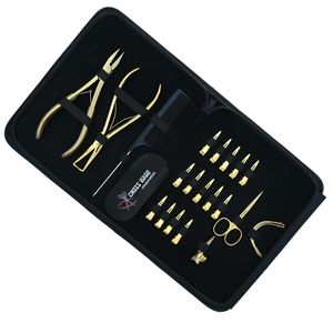 Hair Extension Tools Kit Mini Scissor Parting Finger Styling Sectioning Clips <b>Needle</b> Tail Comb Flat Crimping Remover Plier Kit - Product Image 1