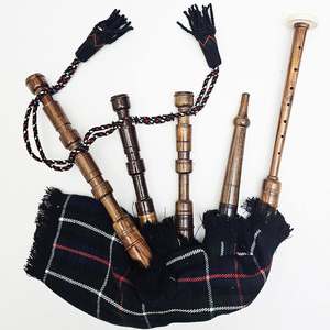 Gaitas de celtas Highland, juego completo con estuche, gaitas de madera con cubierta de tartán, juego de práctica pulido - Product Image 1