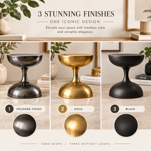 Table d'appoint sablier moderne en bronze foncé, table d'appoint décorative de luxe en métal, tabouret en aluminium moulé - Product Image 3