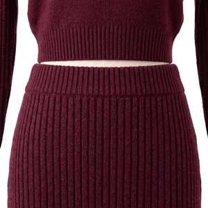 Conjunto de Suéter Tejido y Falda Midi para Mujer, Elegante Conjunto de Dos Piezas, OEM, ODM, Venta al Por Mayor, Logotipo Personalizado de Fábrica - Product Image 4