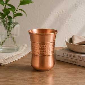 Copper Straight Cups Traditional Chinese Design 4-Pack Drinking Cup Kitchen Use - Product Image 4