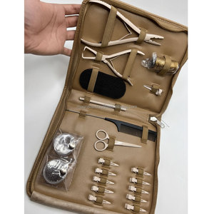 Hot Selling Nude Brown Custom Logo Surgical Grade Stainless Steel Hair Extension <b>Pliers</b> Tools Kit <b>Set</b> with Nude Brown Case - Product Image 2