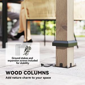 Gazebo con Tetto Rigido in Noce Chiaro 10x12, UPF50+, Padiglione Permanente in Legno, Tetto in Acciaio Zincato, Pergola con Tetto Trasparente - Product Image 6