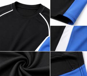 Camiseta Deportiva de Manga Larga para Hombre, Cuello Redondo, Corte Ajustado, Secado Rápido, Transpirable, Ecológica, con Bloques de Color Negro, Azul y Blanco, Tejido de Punto - Product Image 5