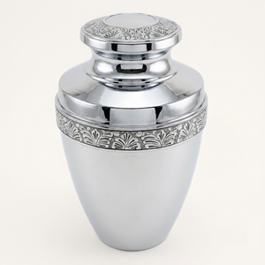 Brass Cremation Urn for Human Ashes Blue And Gold Hand-Engraved Metal <b>Keepsake</b> Token Container Secure Threaded Lid Dor Funeral - Product Image 2