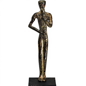 รูปปั้นคนนามธรรมทรงยาวทำมือจากอะลูมิเนียม งานประติมากรรมโลหะสไตล์มินิมอลสมัยใหม่ ของตกแต่งบ้านและสำนักงาน ขนาด 12 นิ้ว สีทอง - Product Image 1