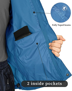 Veste coupe-vent imperméable pour homme, à blocs de couleur, en polyester enduit, avec fermeture éclair, veste Gore-Tex pour l'hiver - Product Image 6