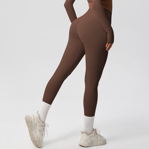 High Waist Knitted Solid Color <b>Leggings</b> with Pockets Stretchy Breathable Seamless Quick Dry Comfortable All Seasons Wear - Product Image 2
