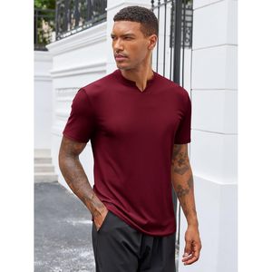 2025เสื้อโชว์กล้ามคอวีของผู้ชายเสื้อยืดแขนสั้นลำลองยืดแบบลำลองสำหรับออกกำลังกายยิมนาสติกเสื้อผ้าลำลอง - Product Image 2