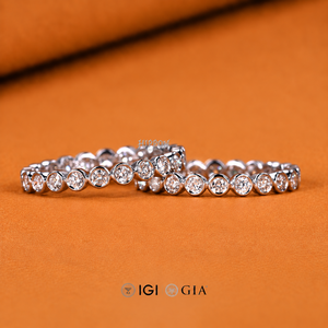 Anillos de Eternidad con Diamantes Redondos, 1.44 TW Diamantes Redondos Cultivados en Laboratorio, Juego de 2 Anillos, Anillos de Boda con Diamantes, Anillos Apilables, Bisel - Product Image 3