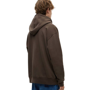 Sweat-shirt à capuche marron pour homme, 100% coton, molleton français, coupe classique, couleur unie, pull décontracté, vêtements d'hiver, écologique - Product Image 1