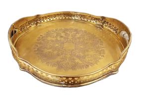 Plateau de service à thé et à café de meilleure qualité pour la maison Articles de cuisine Décor de plat de service d'hôtel Plateaux de nourriture en métal au design moderne plaqué or - Product Image 2