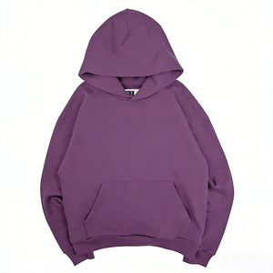 Sweat à capuche en coton pour homme, style sportif masculin, hiver, grammage lourd 420G, en molleton bouclette, coupe oversize, couleur unie, effet délavé, imprimé en relief vintage - Product Image 3