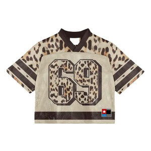 Custom <b>Men's</b> Sublimation Printed Retro American Football Jersey Mesh Polyester Cropped Boxy Short Sleeve Moisture-Wicking Summer - Product Image 1