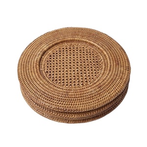 Handmade Rattan <b>Plate</b> Vietnam Round Charger <b>Plate</b> Rustic Serving Tray Natural Woven Eco Kitchen Table Decoration Craft 33Cm - Product Image 1