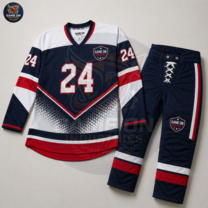 Premium Sublimated Team Wear Breathable Athletic Sportswear Custom Made Ice Hockey Jersey and Protective Pants Uniform Sets - Product Image 3