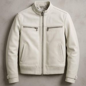 Blouson Bomber en Cuir Véritable pour Homme, Col Rabattu, Fermeture Éclair, Style Décontracté, Respirant, Coupe-Vent, Vêtement d'Hiver - Product Image 2