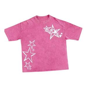 T-shirt à manches courtes noir pour homme avec motif étoile blanche, coupe classique, col rond, jersey décontracté en coton - Product Image 4