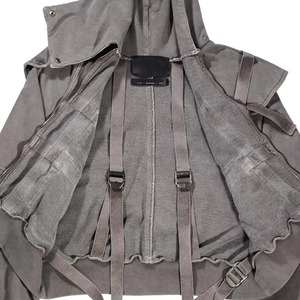 Oversized Hooded Cotton <b>Jacket</b> Men's Casual Solid Color Pocket Design Breathable Woven Fabric Autumn Style Regular Length - Product Image 6