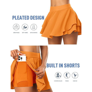 Women's High Waist <b>Pleated</b> <b>Mini</b> Tennis <b>Skirt</b> Solid Color Sporty Style Green Breathable Summer Wear - Product Image 4