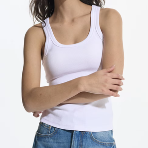 Camiseta sin Mangas Blanca para Mujer, Cuello en V, Corte Regular, Informal, de Algodón Tejido, Secado Rápido, Personalizada con Estampado, para Todas las Temporadas - Product Image 6